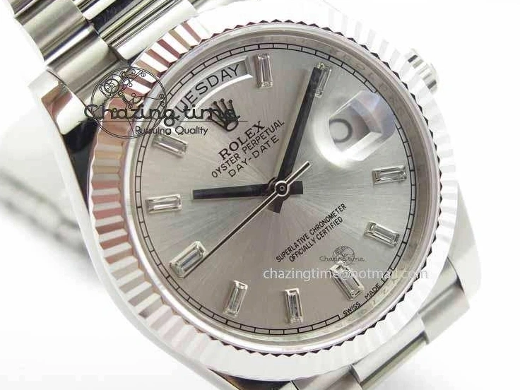 MiroTime 0423 Unisex Day Date 40mm SS BP Maker Best Edition Silver Dial Diamond Markers On SS Bracelet ETA 3690